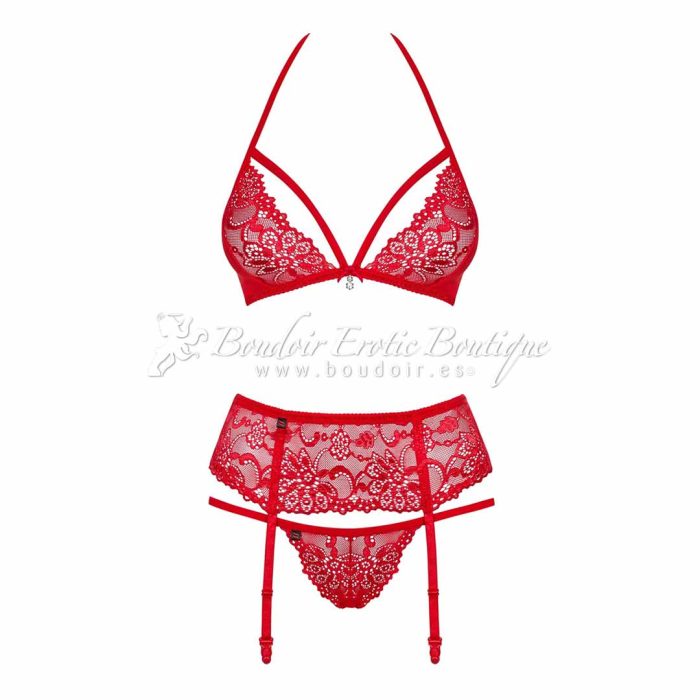 sexy 3 piece red set