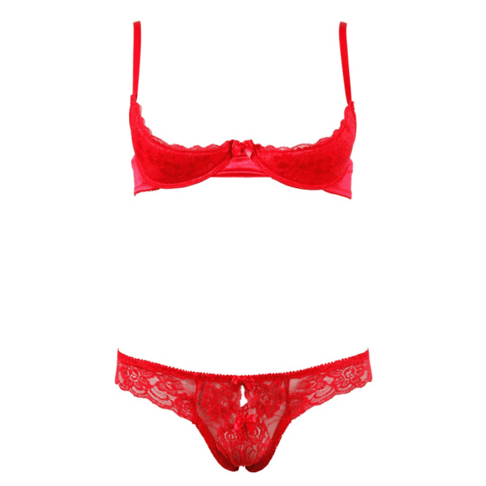 CC RED OPEN BRA & THONG SET