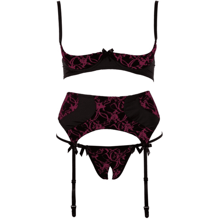 ABIERTA FINA RED/BLACK OPEN BRA SET