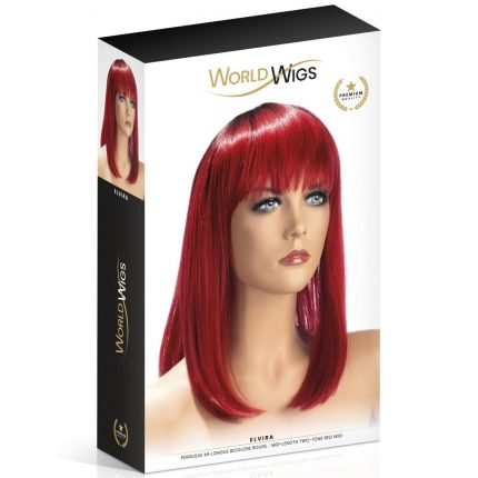 Elvira Mid-length Two-tones Red Wig