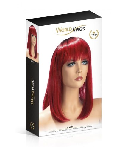Elvira Mid-length Two-tones Red Wig