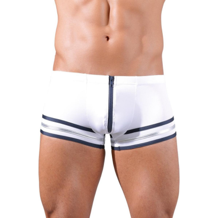 White Boxer with Front Zip