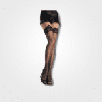 Black stockings with silicone and lace 1022